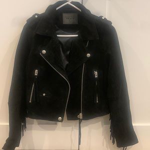 BlankNYC black suede with fringes Motojacket